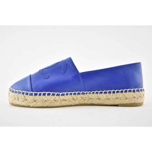 Chanel 19C Blue Lambskin Leather CC Logo Double Sole Espadrille Ballet Flat 35 - Picture 9 of 12